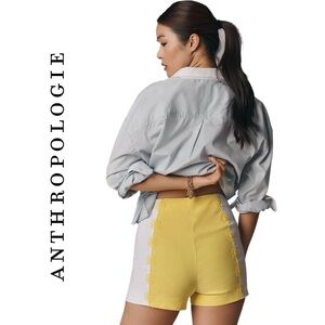 Anthropologie Maeve Surf City Linen Blend Embellished Shorts